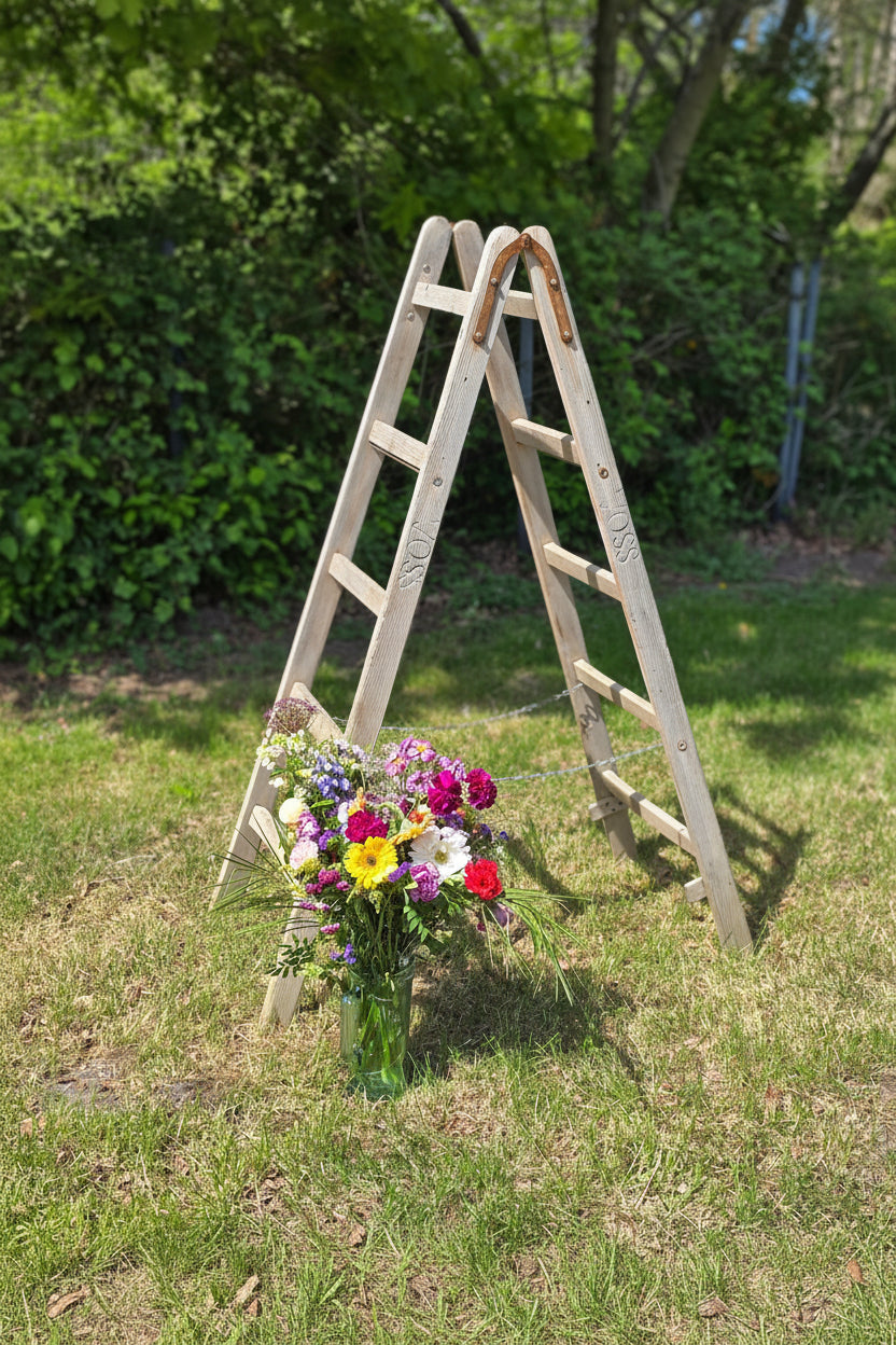 Oude houten ladder
