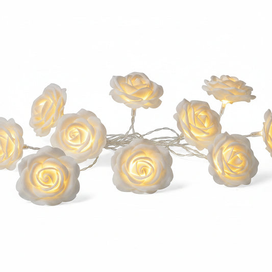 Lichtsnoer witte roosjes LED