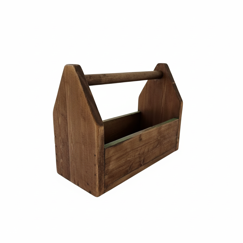 Houten gereedschapskist witte achtergrond